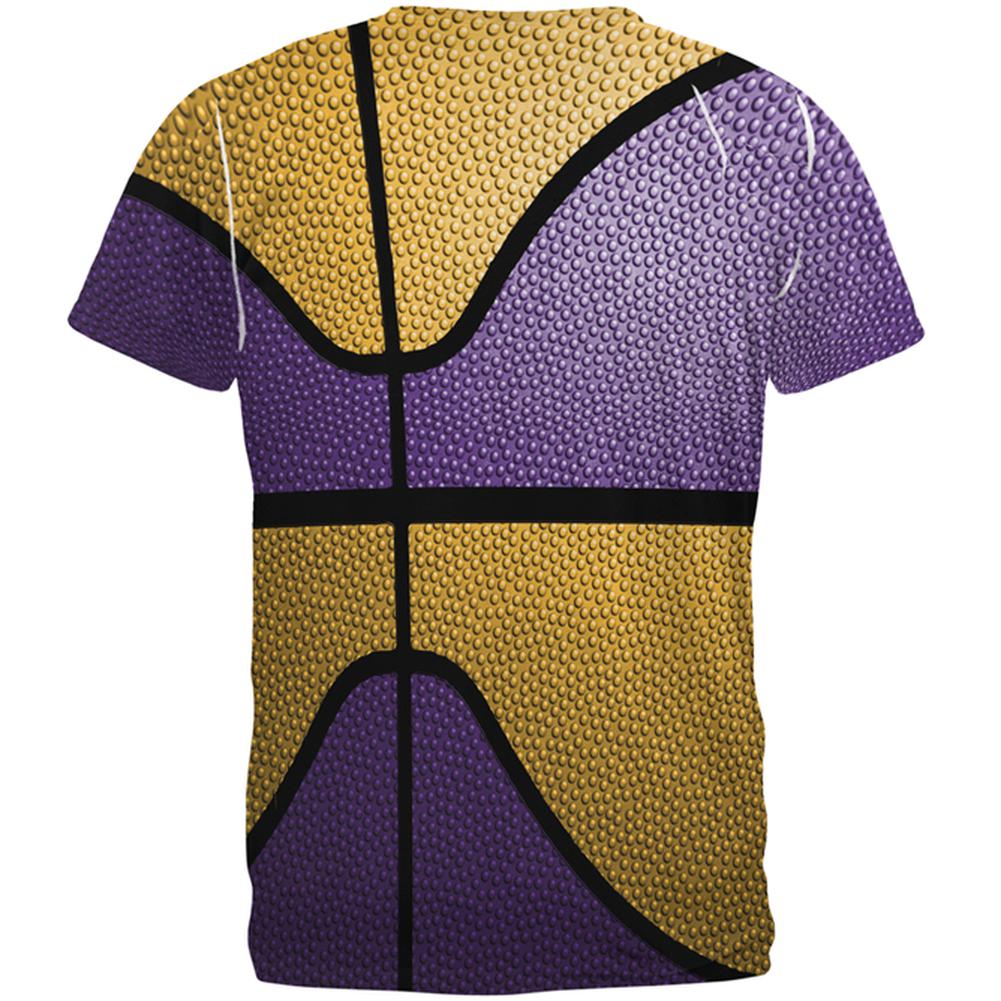 Championship Basketball Purple and Gold All Over Mens T Shirt Men's T-Shirts Old Glory