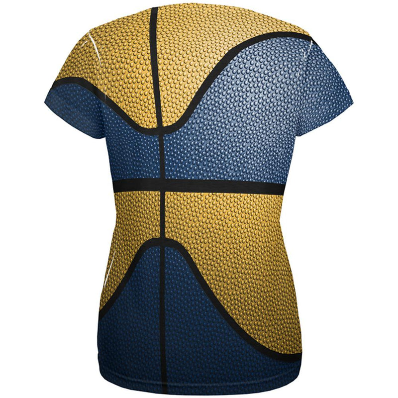 Championship Basketball Blue and Yellow All Over Womens T Shirt Women's T-Shirts Old Glory