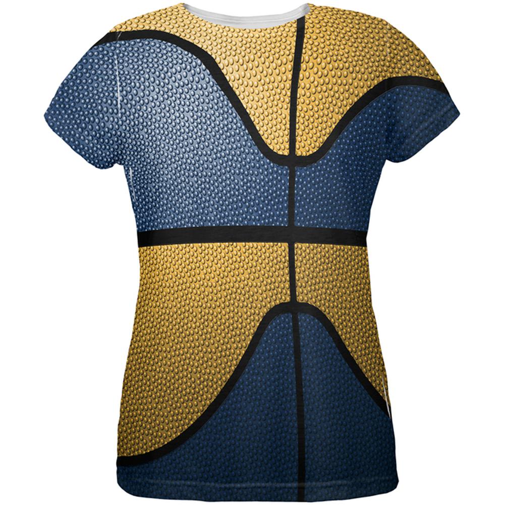 Championship Basketball Blue and Yellow All Over Womens T Shirt Women's T-Shirts Old Glory 2XL Multi