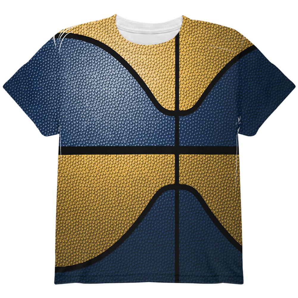 Championship Basketball Blue and Yellow All Over Youth T Shirt Youth T-Shirts Old Glory LG Multi