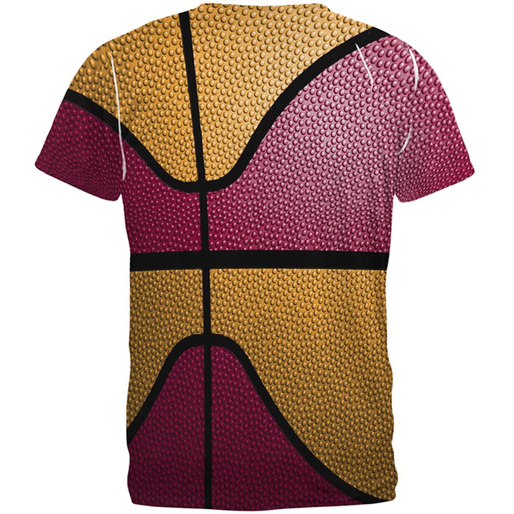 Championship Basketball Red and Yellow All Over Mens T Shirt Men's T-Shirts Old Glory