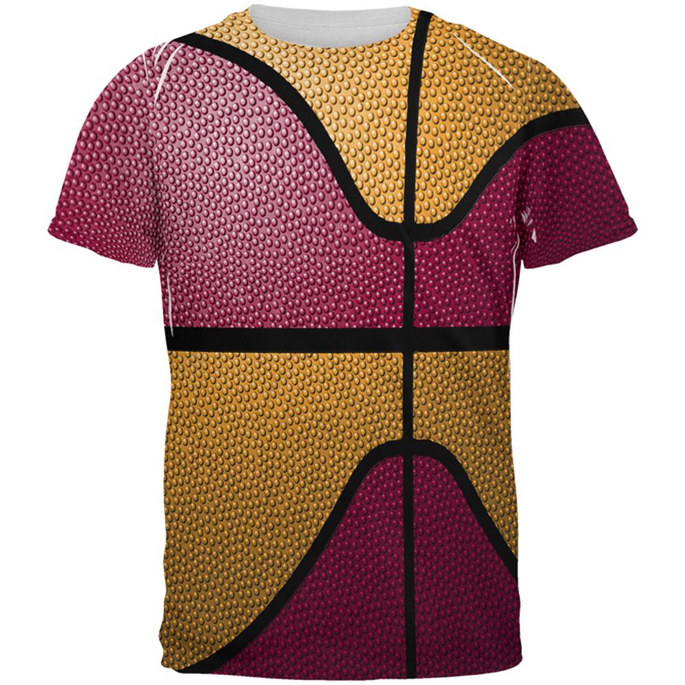 Championship Basketball Red and Yellow All Over Mens T Shirt Men's T-Shirts Old Glory 2XL Multi