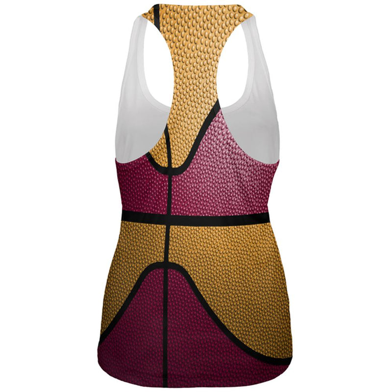 Championship Basketball Red and Yellow All Over Womens Work Out Tank Top Women's Tank Tops Old Glory
