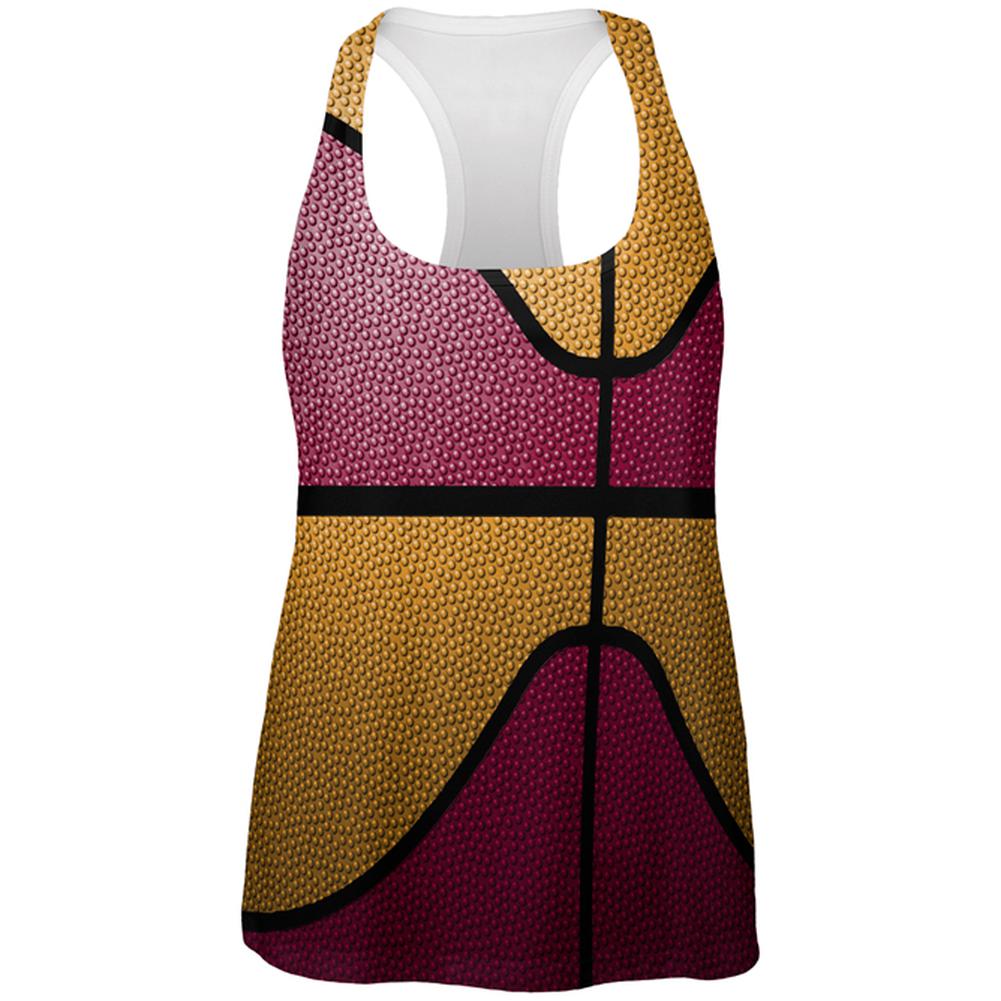 Championship Basketball Red and Yellow All Over Womens Work Out Tank Top Women's Tank Tops Old Glory 2XL Multi