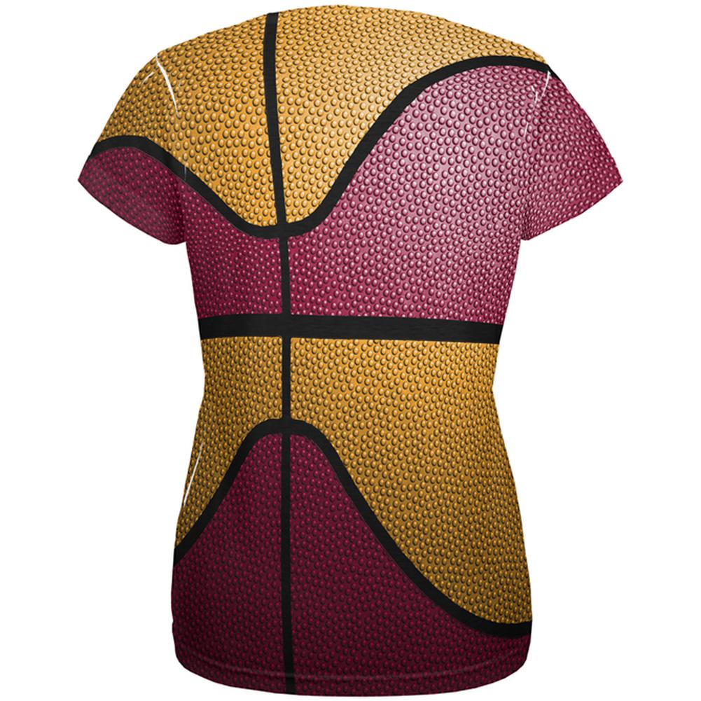 Championship Basketball Red and Yellow All Over Womens T Shirt Women's T-Shirts Old Glory