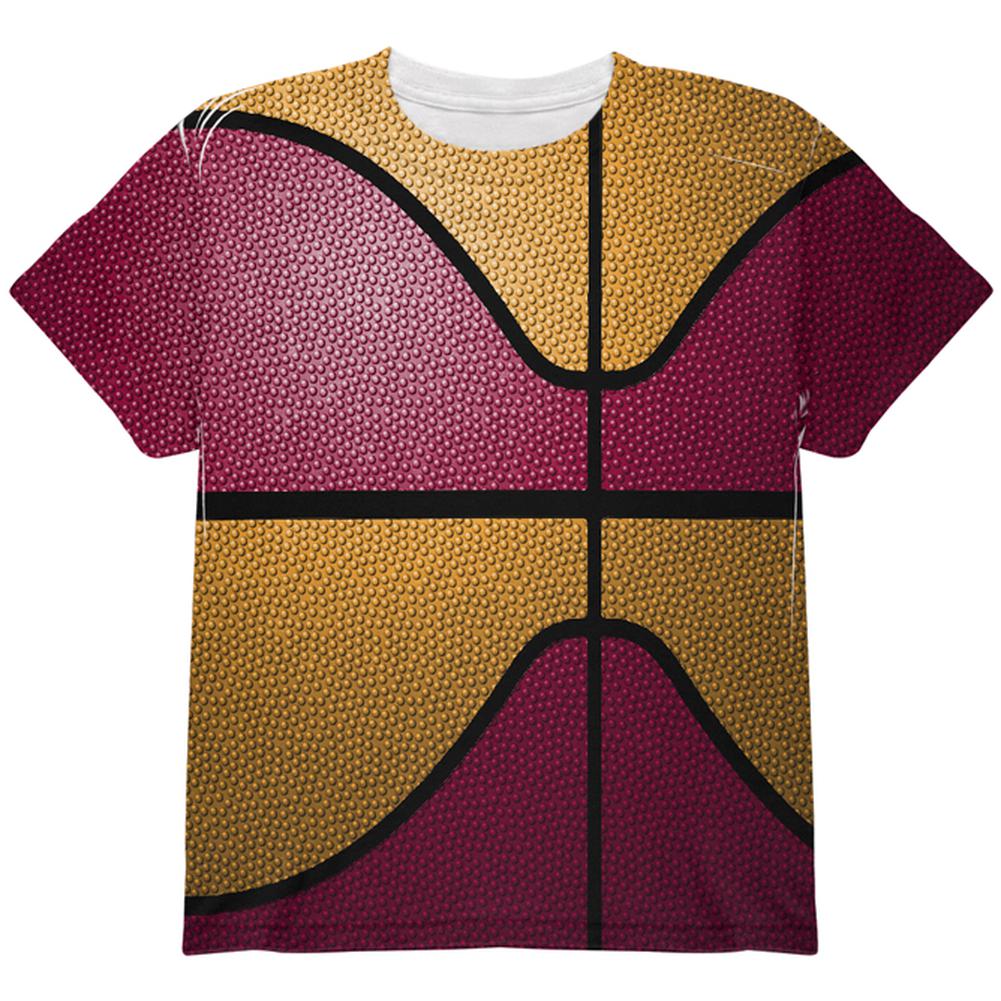 Championship Basketball Red and Yellow All Over Youth T Shirt Youth T-Shirts Old Glory LG Multi