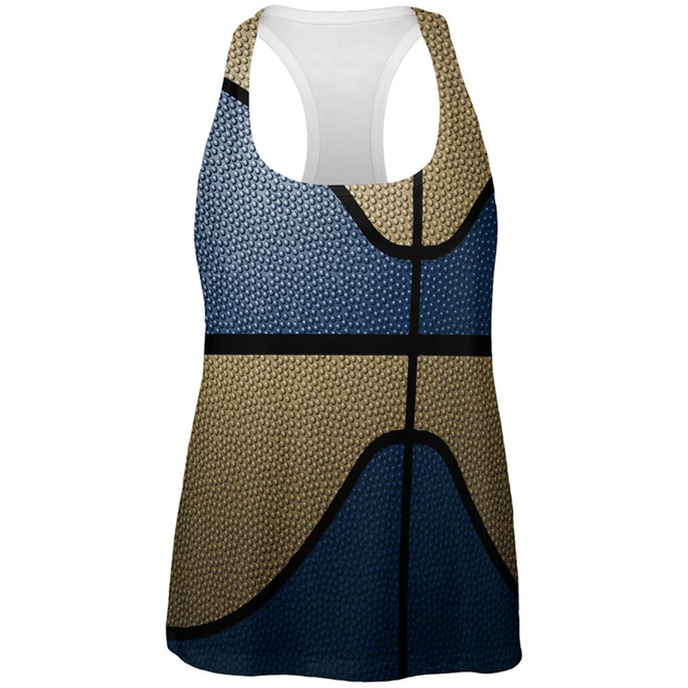 Championship Basketball Dark Blue and Gold All Over Womens Work Out Tank Top Women's Tank Tops Old Glory 2XL Multi