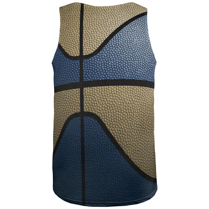 Championship Basketball Dark Blue and Gold All Over Mens Tank Top Men's Tank Tops Old Glory