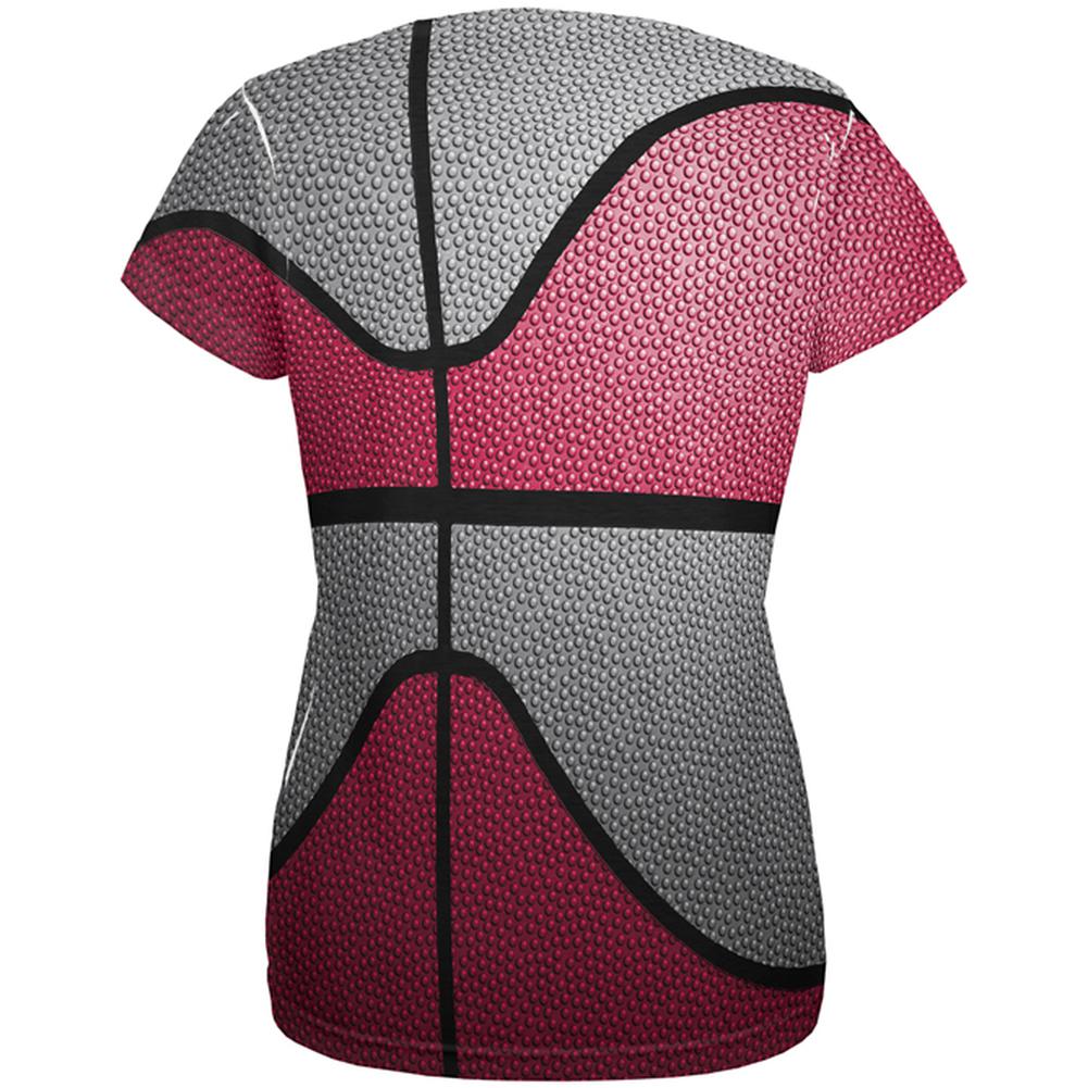 Championship Basketball Red and Silver All Over Womens T Shirt Women's T-Shirts global