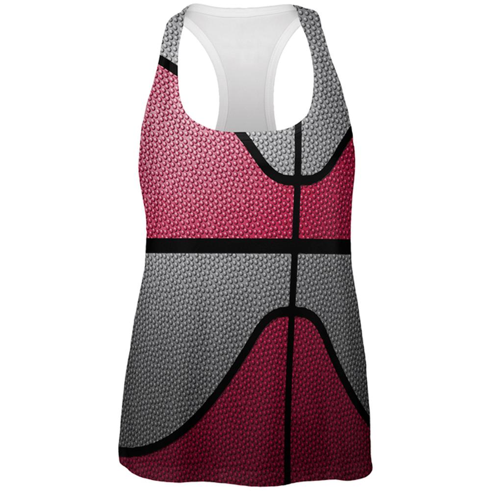 Championship Basketball Red and Silver All Over Womens Work Out Tank Top Women's Tank Tops global