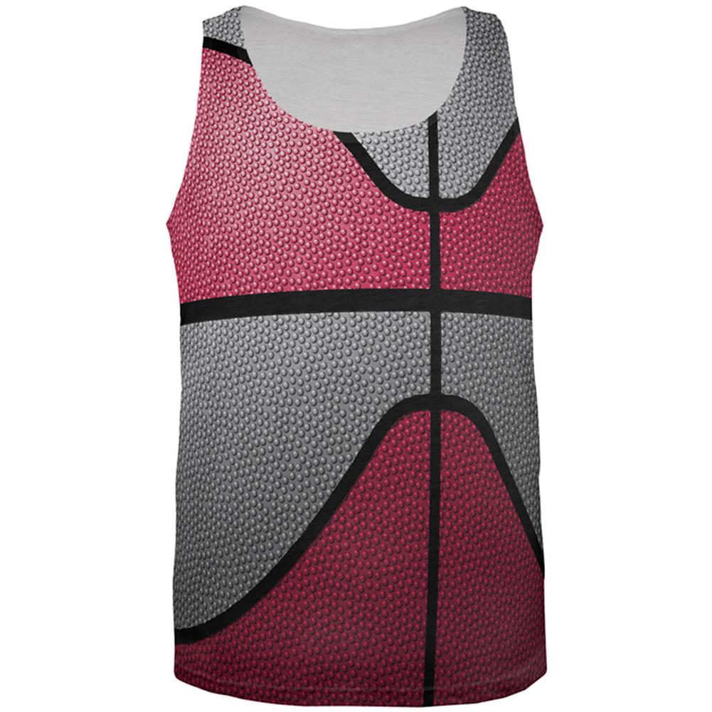 Championship Basketball Red and Silver All Over Mens Tank Top Men's Tank Tops global LG Multi