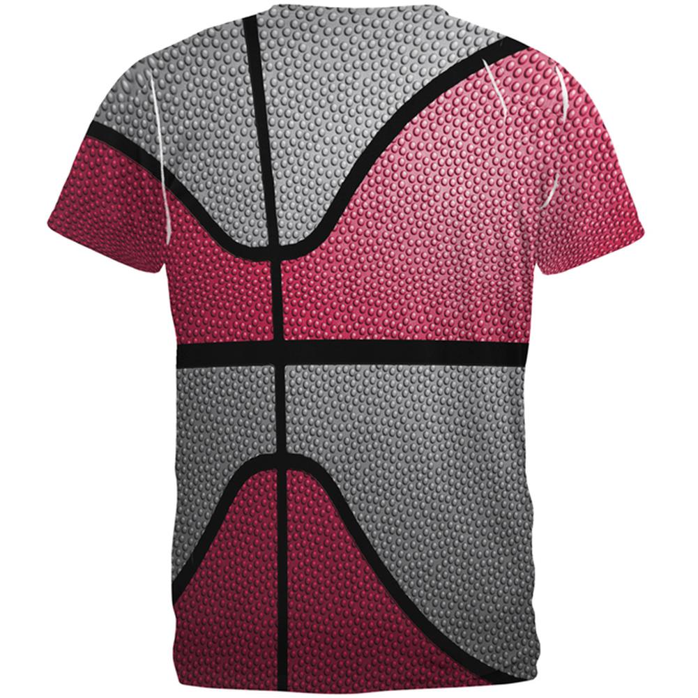 Championship Basketball Red and Silver All Over Mens T Shirt Men's T-Shirts global