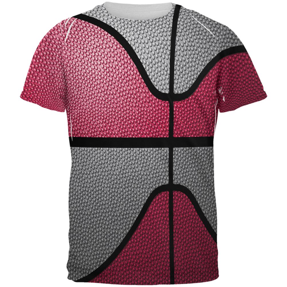 Championship Basketball Red and Silver All Over Mens T Shirt Men's T-Shirts global