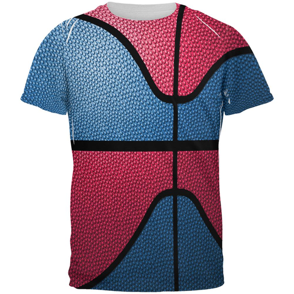 Championship Basketball Blue and Red All Over Mens T Shirt Men's T-Shirts Old Glory 2XL Multi