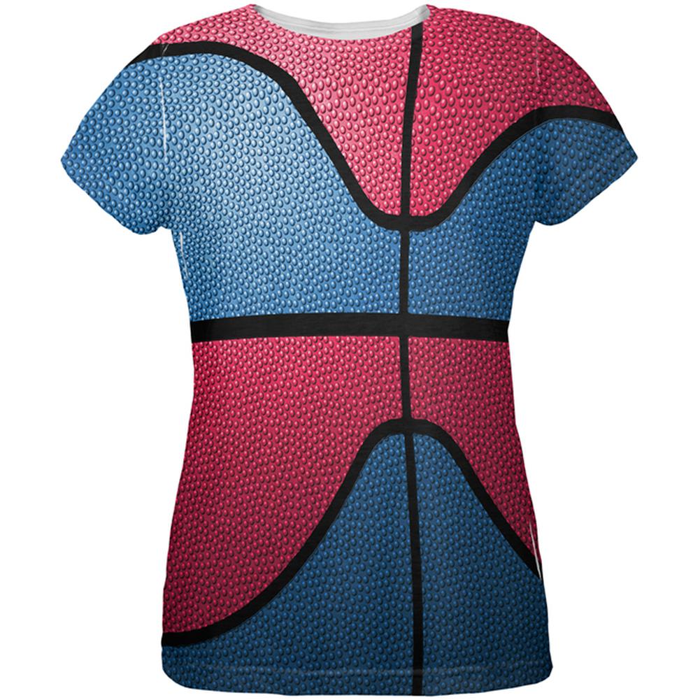 Championship Basketball Blue and Red All Over Womens T Shirt Women's T-Shirts Old Glory 2XL Multi