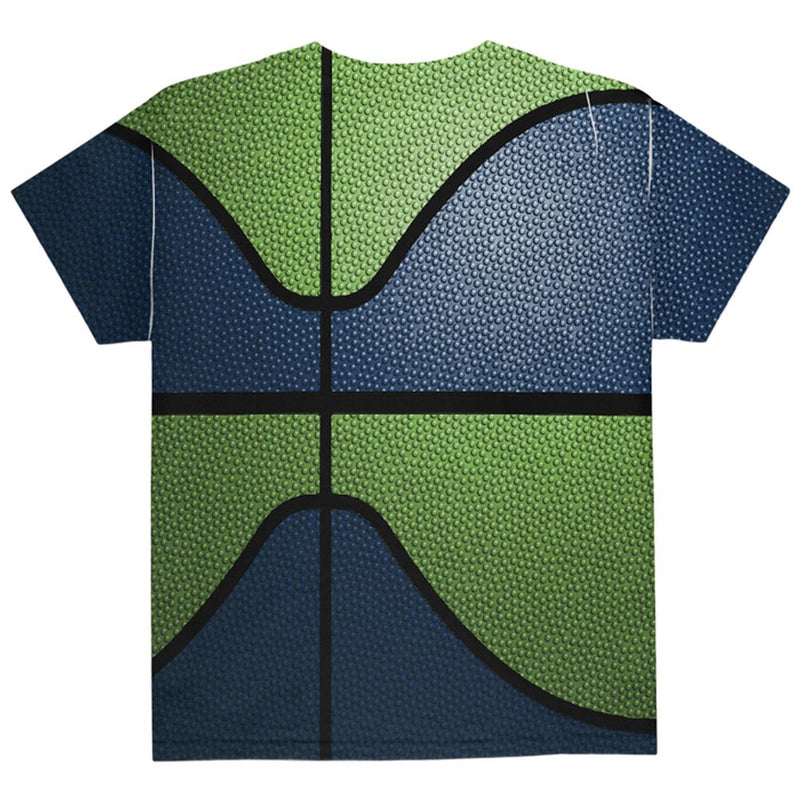 Championship Basketball Dark Blue and Electric Green All Over Youth T Shirt Youth T-Shirts Old Glory