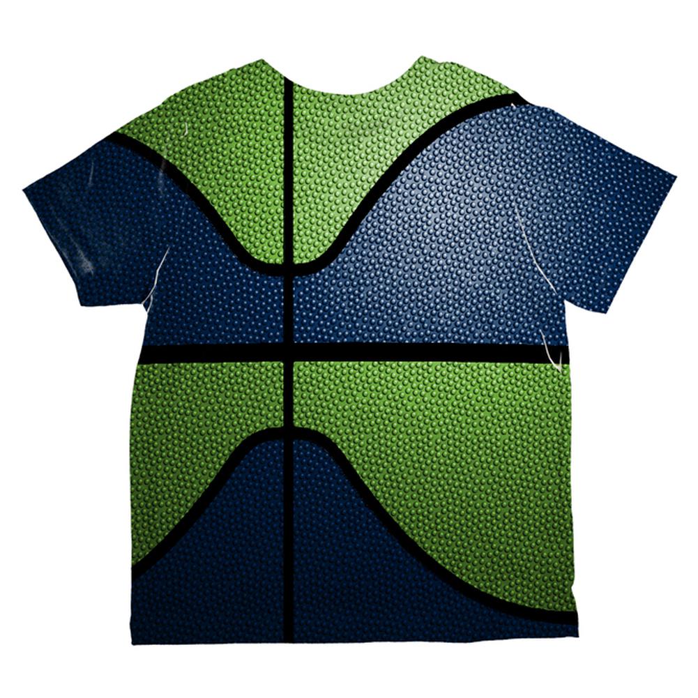 Championship Basketball Dark Blue and Electric Green All Over Toddler T Shirt Toddler T-Shirts Old Glory