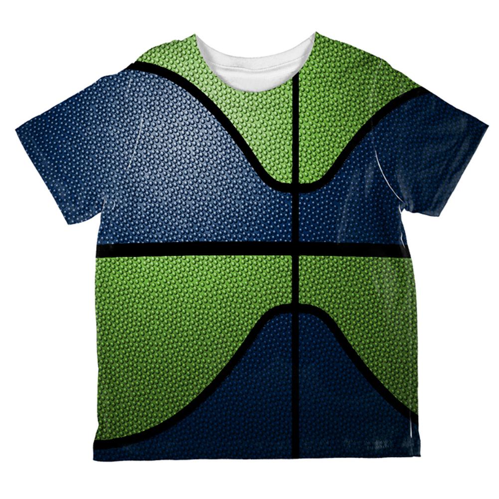 Championship Basketball Dark Blue and Electric Green All Over Toddler T Shirt Toddler T-Shirts Old Glory 2T Multi