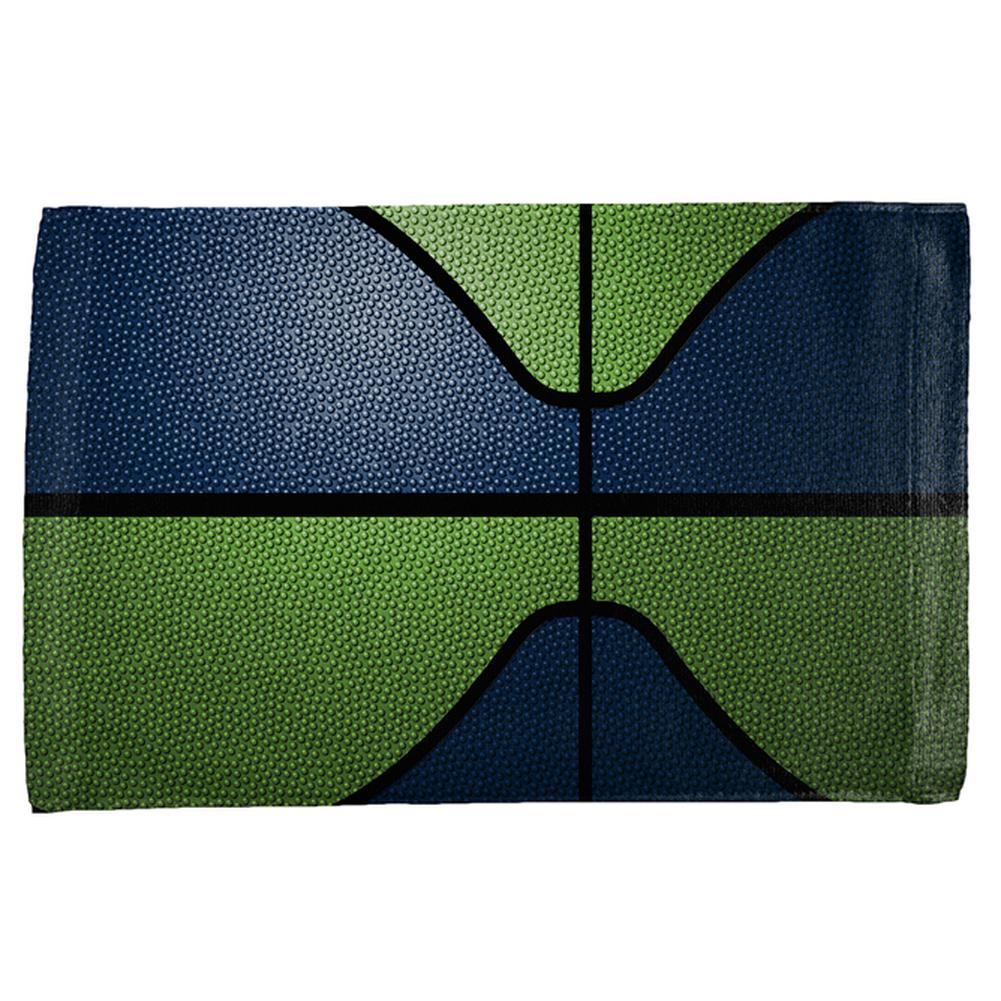 Championship Basketball Dark Blue and Electric Green All Over Sport Towel Hand Towel Old Glory OS Multi