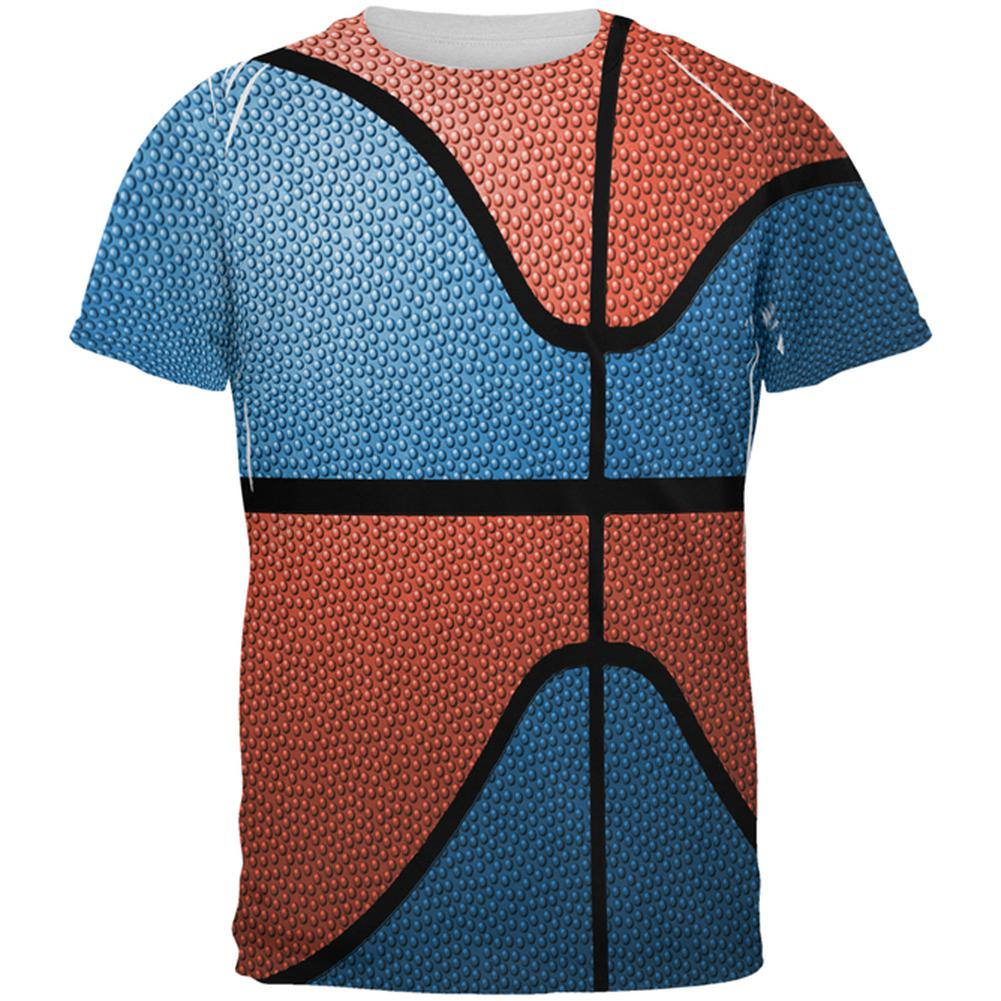 Championship Basketball Blue and Orange All Over Mens T Shirt Men's T-Shirts Old Glory 2XL Multi