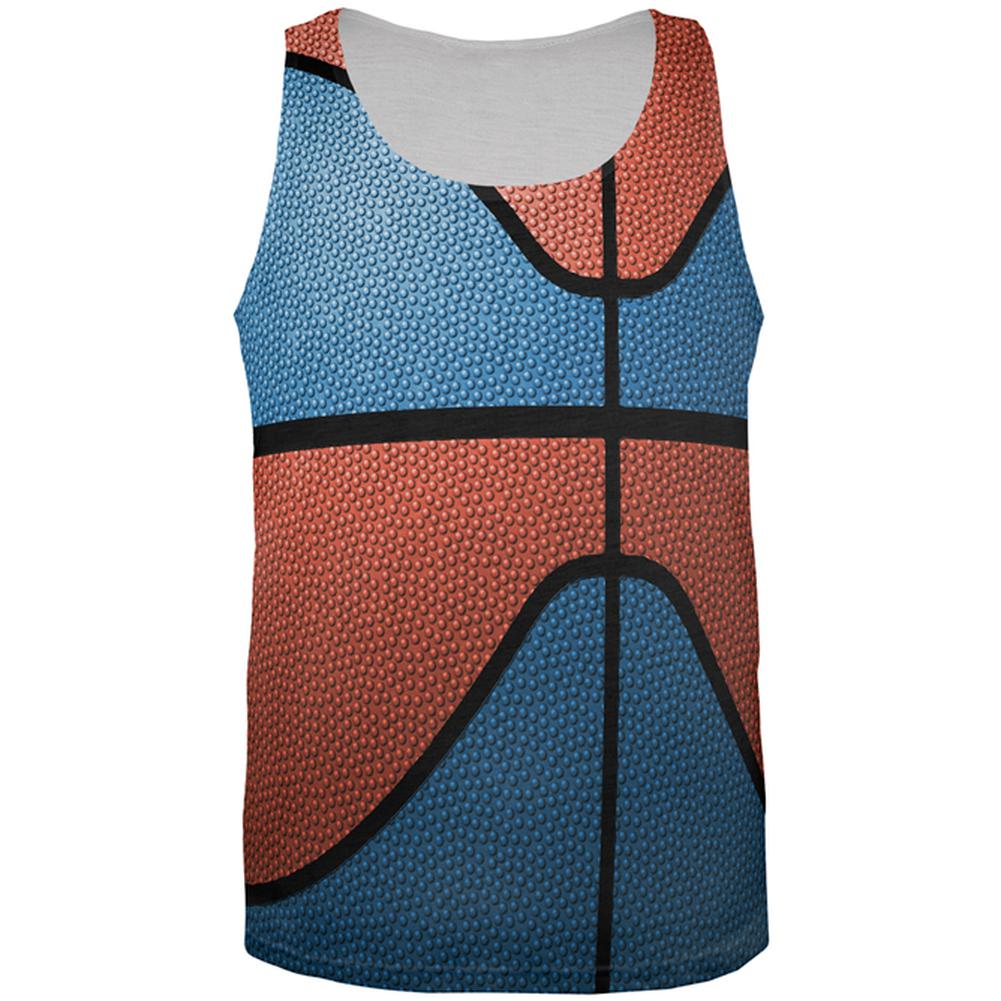 Championship Basketball Blue and Orange All Over Mens Tank Top Men's Tank Tops Old Glory 2XL Multi