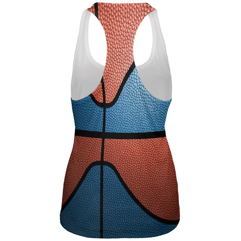 Championship Basketball Blue and Orange All Over Womens Work Out Tank Top Women's Tank Tops Old Glory