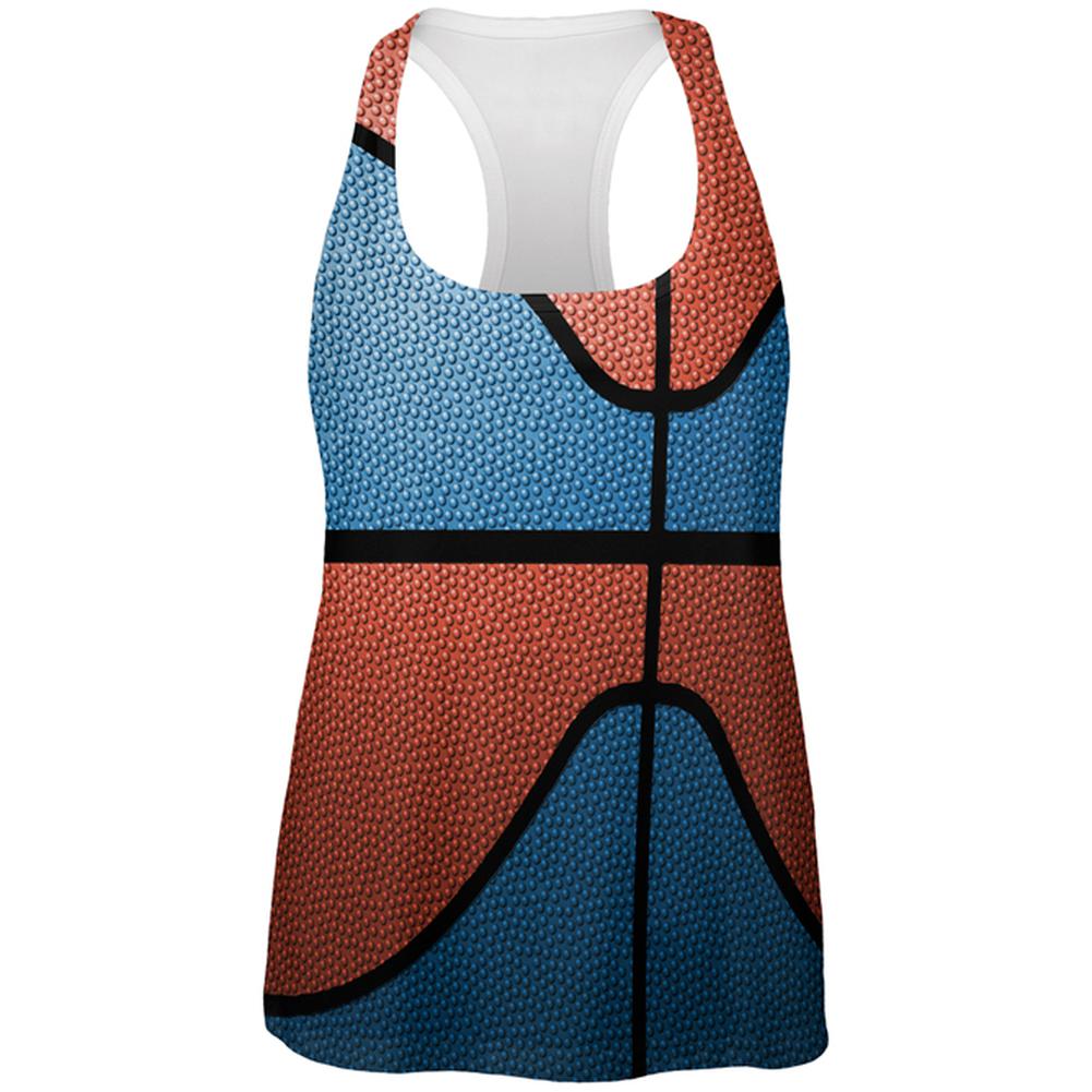 Championship Basketball Blue and Orange All Over Womens Work Out Tank Top Women's Tank Tops Old Glory 2XL Multi