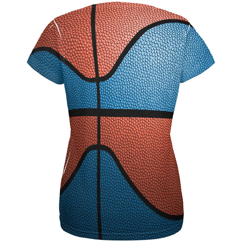 Championship Basketball Blue and Orange All Over Womens T Shirt Women's T-Shirts Old Glory
