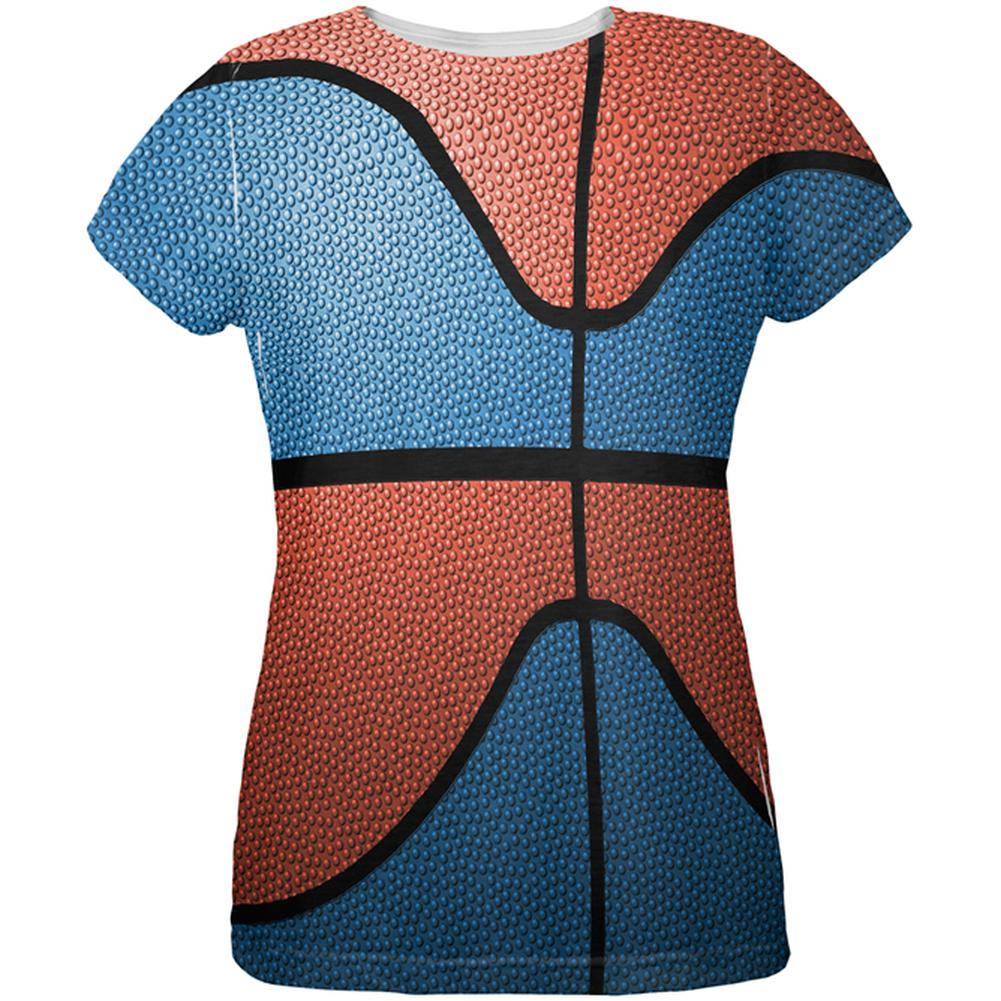 Championship Basketball Blue and Orange All Over Womens T Shirt Women's T-Shirts Old Glory 2XL Multi