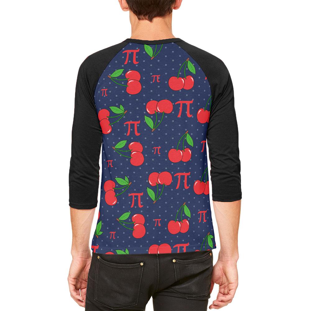 Cherry Pi Pattern Mens Raglan T Shirt Men's T-Shirts Old Glory