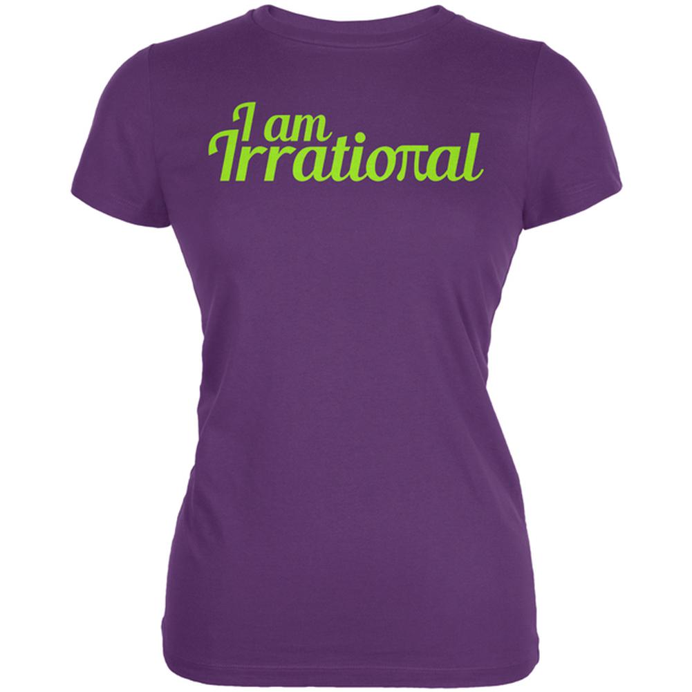 Pi Day Math Geek I am Irrational Juniors Soft T Shirt Juniors T-Shirts Old Glory LG Plum