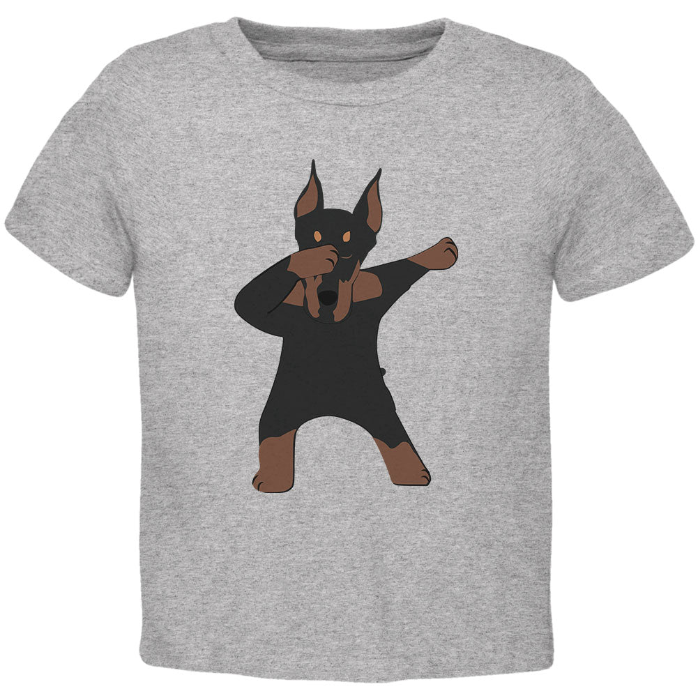 Dabbing Doberman Toddler T Shirt Toddler T-Shirts Old Glory 2T Grey