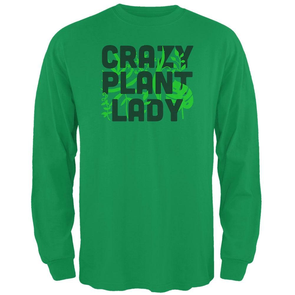 Gardening Crazy Plant Lady Mens Long Sleeve T Shirt Men's Long Sleeves Old Glory 2XL Irish Green