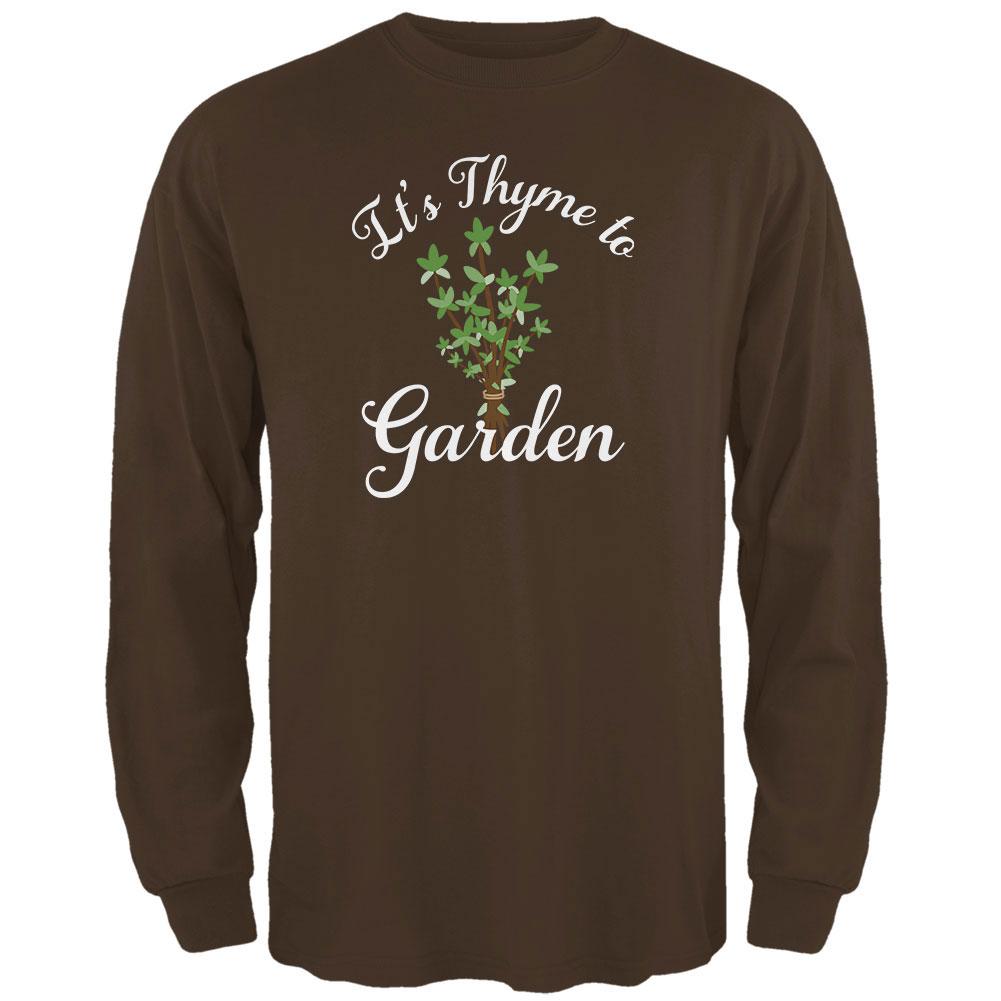 Gardening It's Thyme Time to Garden Mens Long Sleeve T Shirt Men's Long Sleeves Old Glory 2XL Brown