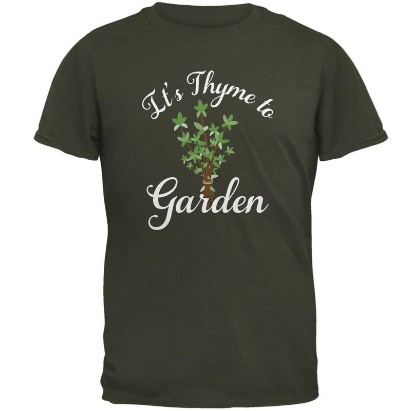 Gardening It's Thyme Time to Garden Mens T Shirt Men's T-Shirts Old Glory MD Olive