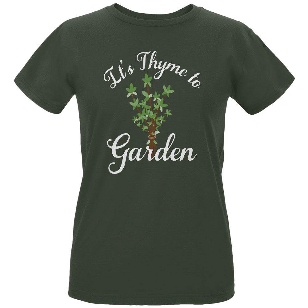 Gardening It's Thyme Time to Garden Womens Organic T Shirt Women's T-Shirts Old Glory LG City Green