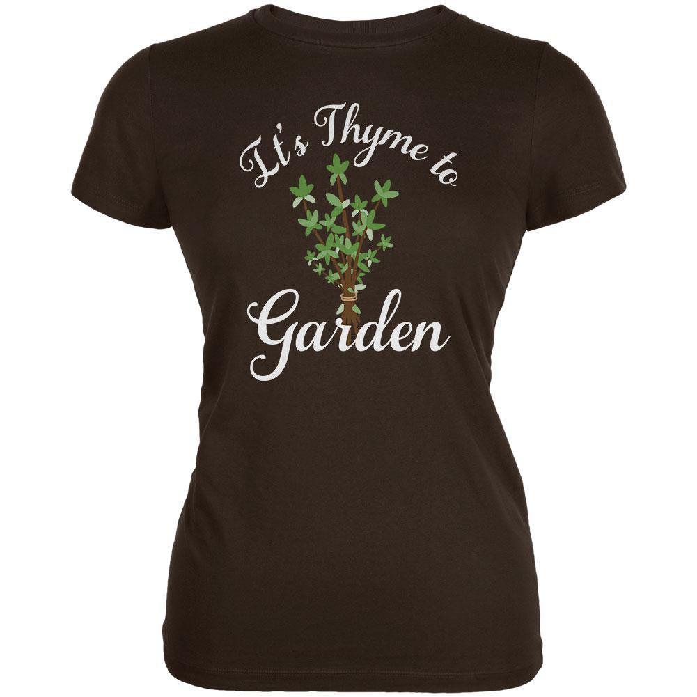 Gardening It's Thyme Time to Garden Juniors Soft T Shirt Juniors T-Shirts Old Glory 2XL Brown