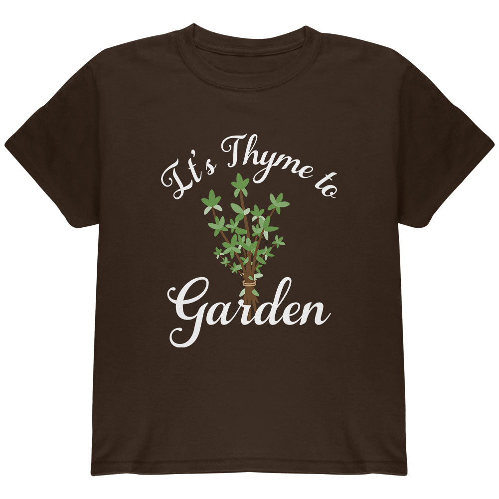 Gardening It's Thyme Time to Garden Youth T Shirt Youth T-Shirts Old Glory YLG Dark Chocolate