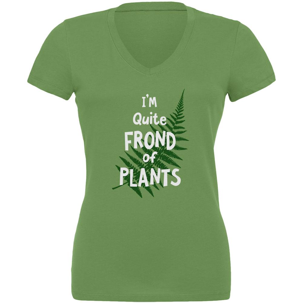 Gardening I'm Quite Frond Fond of Plants Juniors V-Neck T Shirt Juniors T-Shirts Old Glory 2XL Leaf