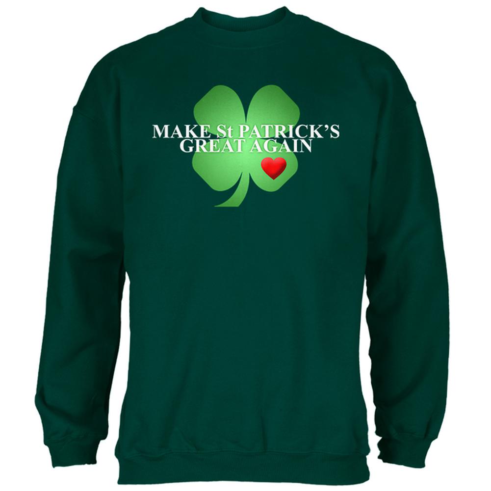 Make St Patrick's Great Again Shamrock Heart Mens Sweatshirt Men's Sweatshirts Old Glory 2XL Forest Green