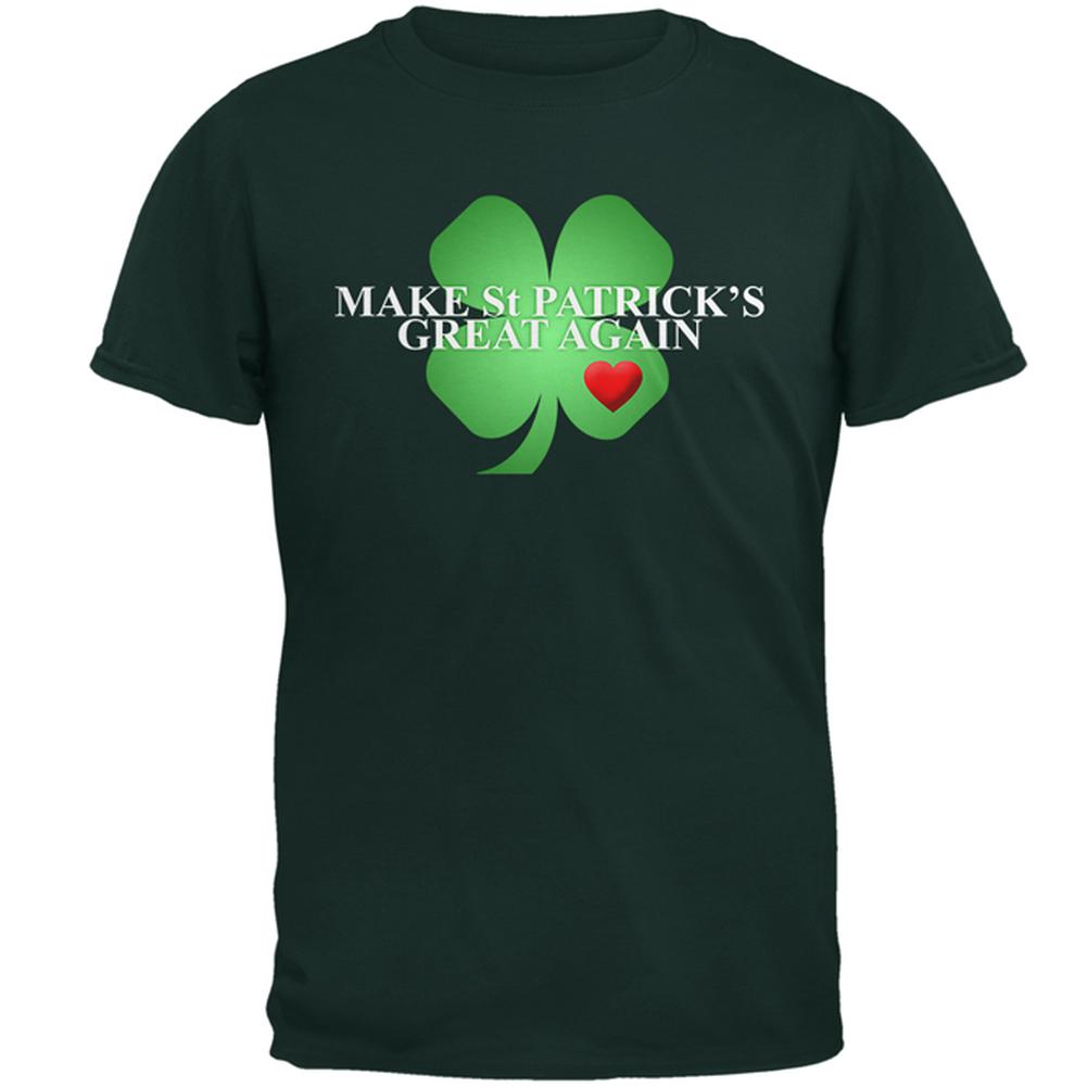 Make St Patrick's Great Again Shamrock Heart Mens T Shirt Men's T-Shirts Old Glory 2XL Forest Green