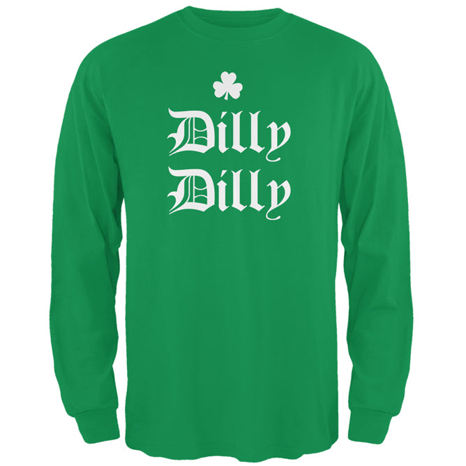St. Patricks Day Dilly Dilly Shamrock Mens Long Sleeve T Shirt Men's Long Sleeves Old Glory 2XL Irish Green