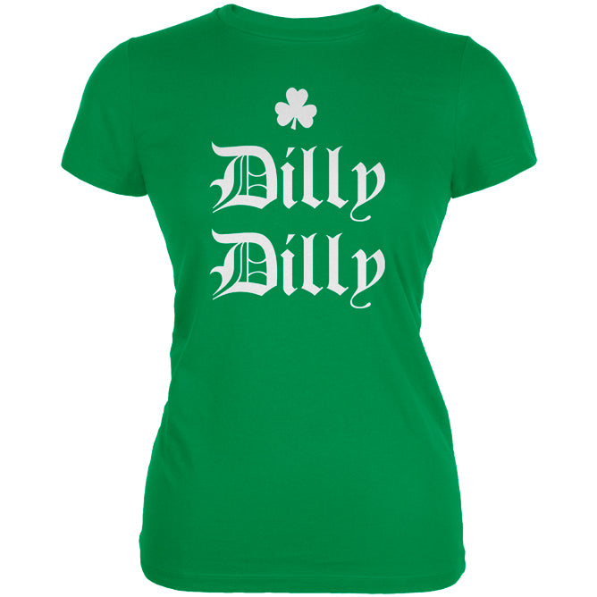 St. Patricks Day Dilly Dilly Shamrock Juniors Soft T Shirt Juniors T-Shirts Old Glory 2XL Irish Green
