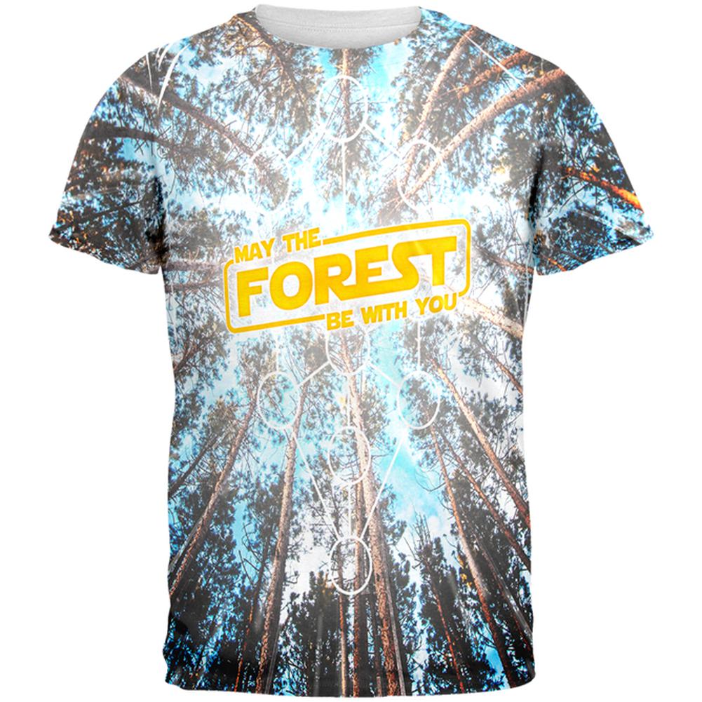 Earth Day May the Forest be with You All Over Mens T Shirt Men's T-Shirts Old Glory 2XL Multi