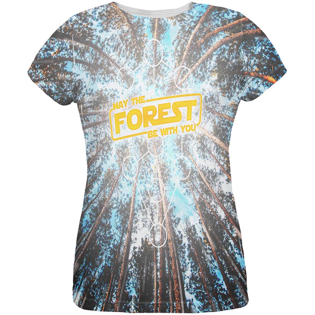 Earth Day May the Forest be with You All Over Womens T Shirt Women's T-Shirts Old Glory 2XL Multi