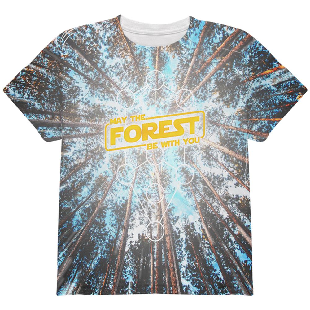 Earth Day May the Forest be with You All Over Youth T Shirt Youth T-Shirts Old Glory LG Multi