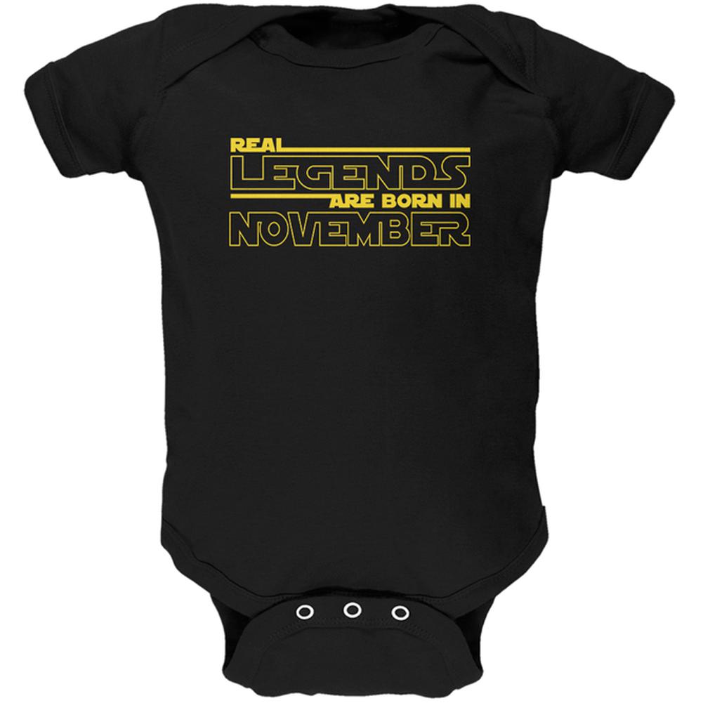 Real Legends are Born in November Soft Baby One Piece Baby One Piece Old Glory 0-3M Black