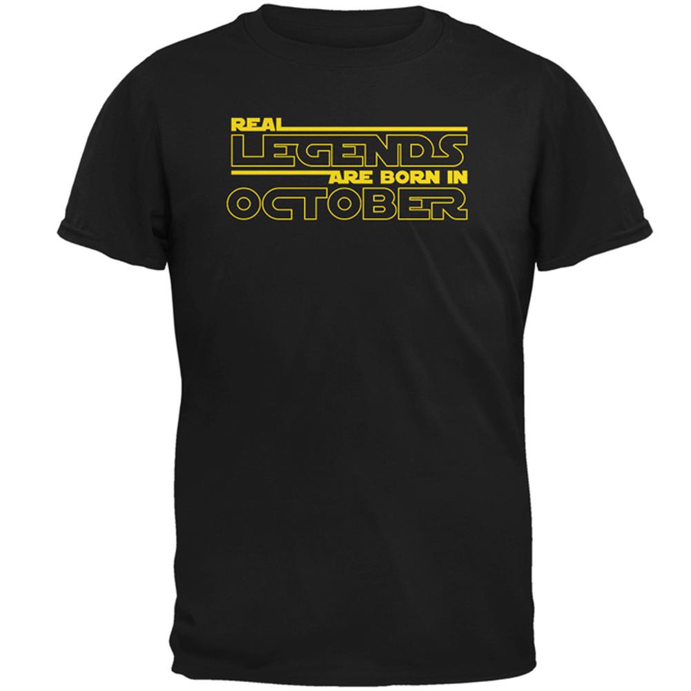 Real Legends are Born in October Mens T Shirt Men's T-Shirts Old Glory 2XL Black