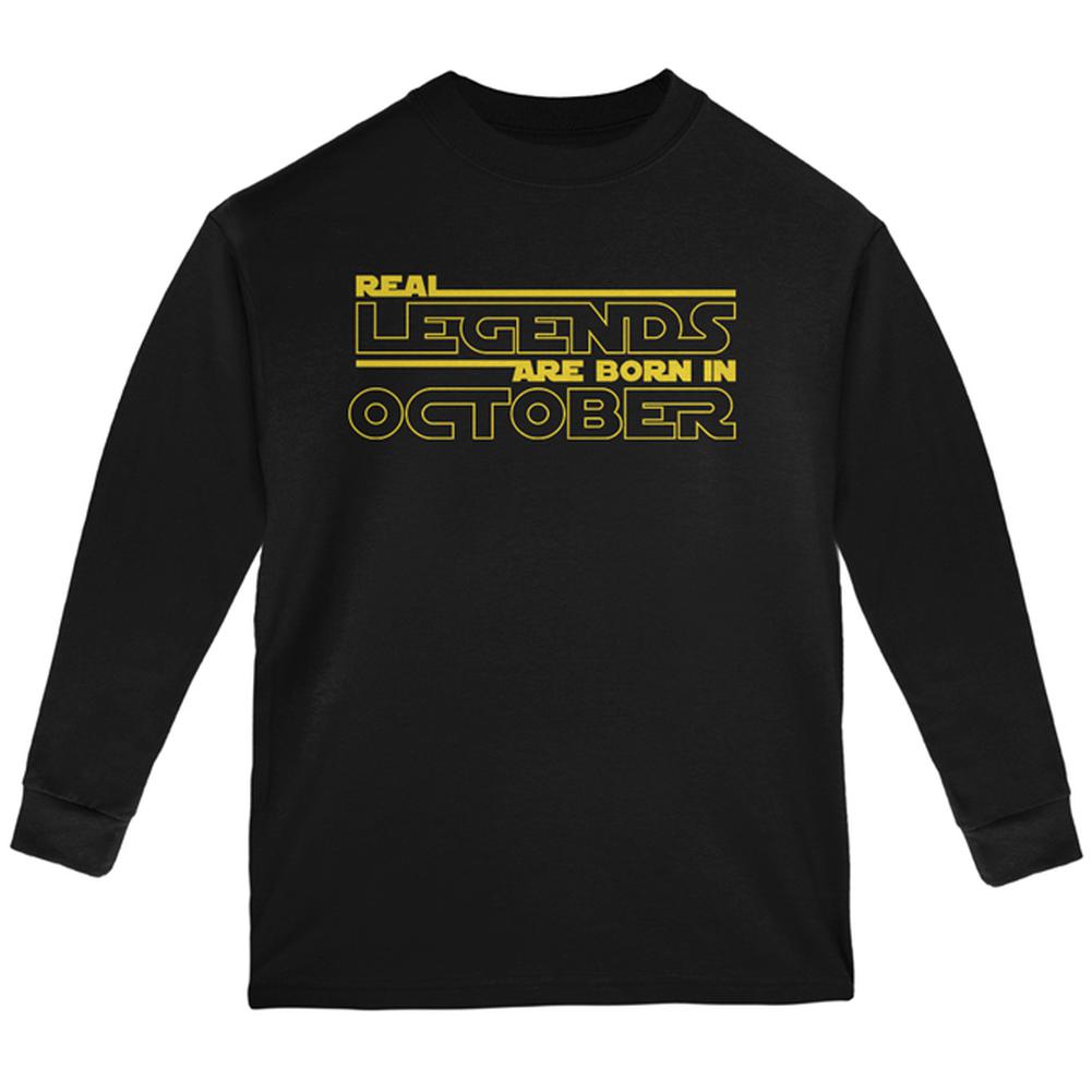 Real Legends are Born in October Youth Long Sleeve T Shirt Youth Long Sleeves Old Glory LG Black
