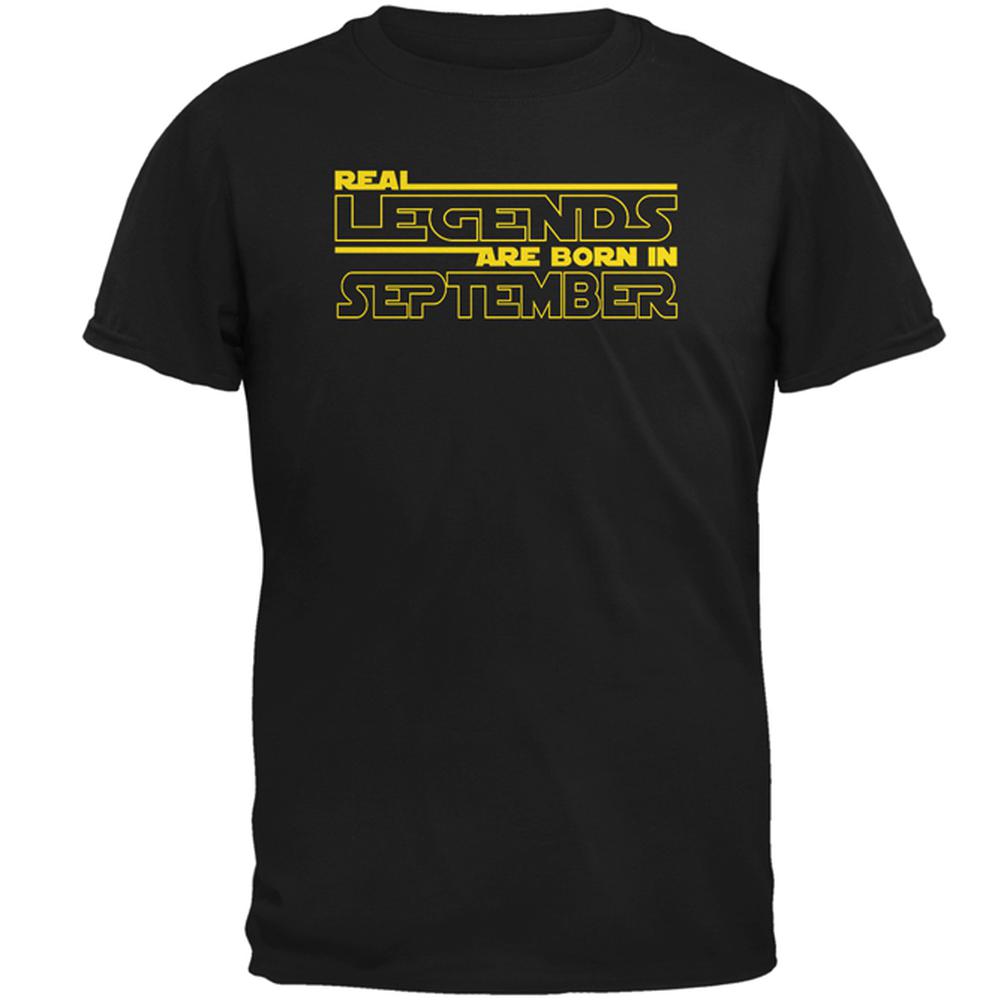 Real Legends are Born in September Mens T Shirt Men's T-Shirts Old Glory 2XL Black